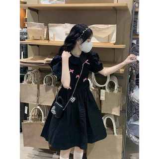 Đầm váy nữ babydoll đính nơ dáng xòe siêu xinh