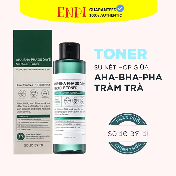 Nước Hoa Hồng Giảm Mụn Some By Mi AHA BHA PHA 30 Days Miracle Toner Some By Mi AHA 150ml