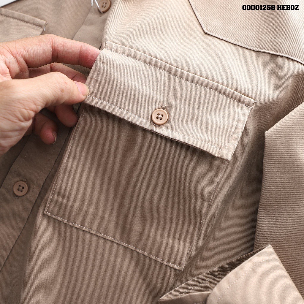 Sơ mi nam kaki 2 túi GEN ALPHA , chất vải kaki dày dặn, form slimfit thoáng mát GEN095