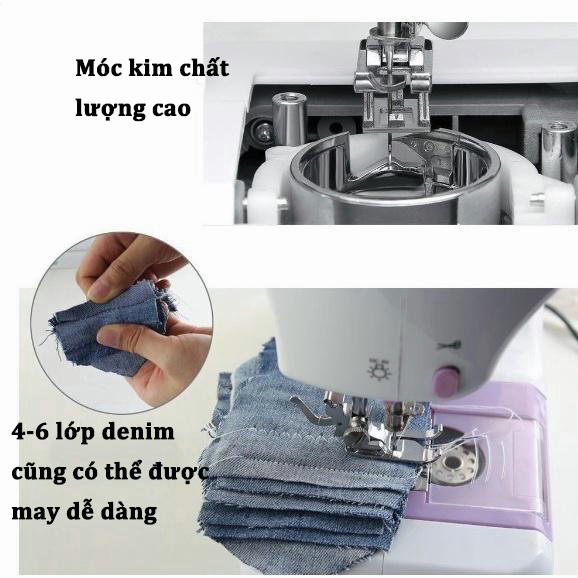Máy May Mini Gia Đình 12 Đường May, Có Vắt Sổ, May Được Vải Thun Kèm Chân Vịt , Máy may gia dụng mini hai dây tốc độ đa năng