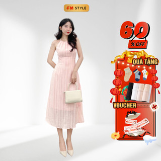 Váy cổ yếm nữ dáng dài FM Style xếp ly thời trang dự tiệc đi biển sang chảnh phong cách hàn quốc 205170018