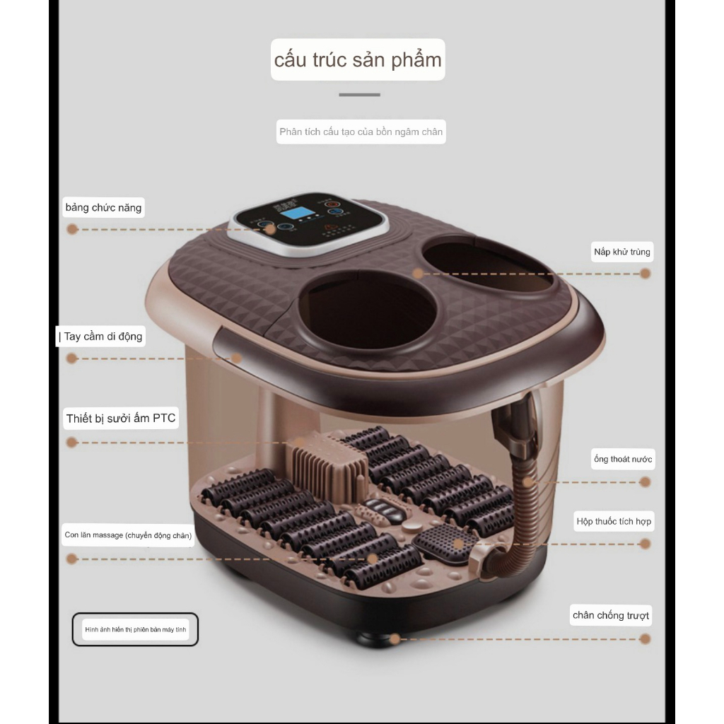 Bồn ngâm chân massage LCD Juti Home có hẹn giờ cân bằng nhiệt bảo hành 3 tháng