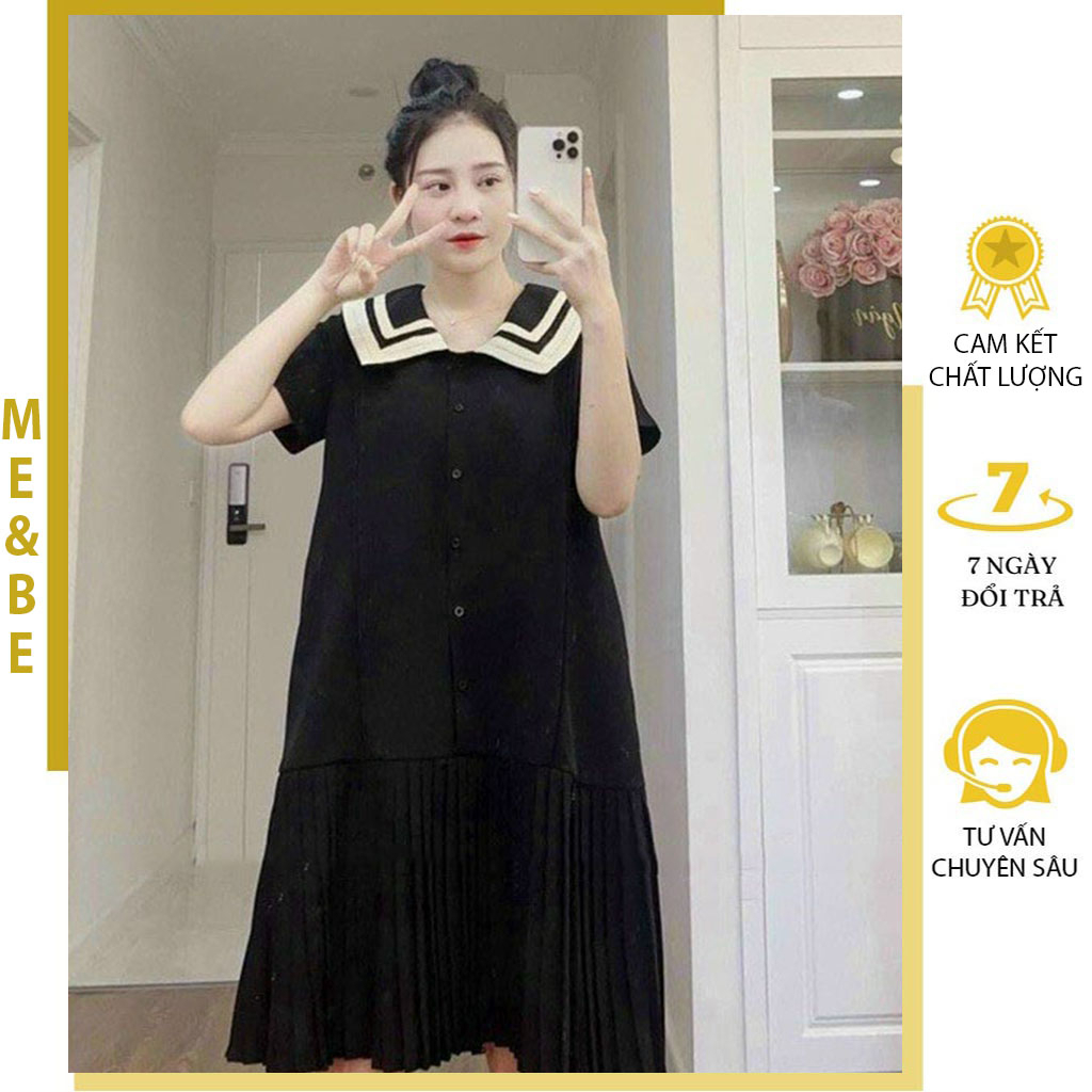 ĐẦM BẦU BABYDOLL DÁNG SUÔNG ĐUÔI CÁ CỔ PHỐI REN - VÁY BẦU CÔNG SỞ ĐẸP PHONG CÁCH TIỂU THƯ