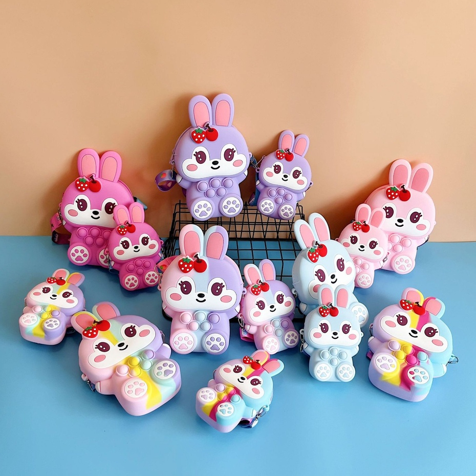 Túi đeo chéo pop it size to  hình thỏ dễ thuong, túi đeo thời trang cho bé _ Tingting