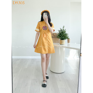 Đầm chữ A thêu họa tiết phối Gấm ZOMI