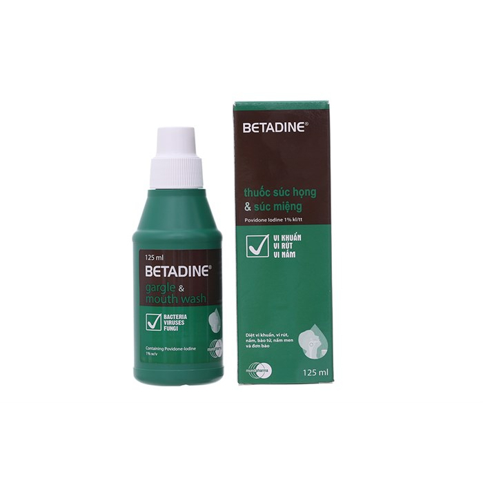 Nước Súc Miệng, Họng Làm Giảm Đau Họng Betadine Gargle & Mouthwash 125ml