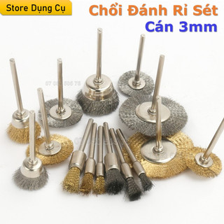 1 Chổi đánh bóng, đánh gỉ trục 3mm, sợi cước | Cước cán 3ly, chổi đảnh rỉ sét trục 3mm