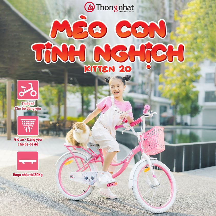 Xe đạp trẻ em Thống Nhất Kitten20(Tặng mũ bảo hiểm + khoá số)