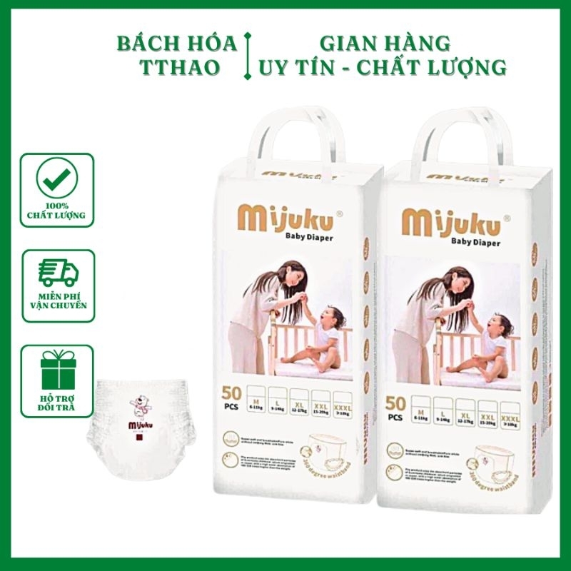 Tã Bỉm Quần Mijuku Xuất Nhật Siêu Thấm Hút Cho Bé M50/L50/XL50/XXL50/XXXL50