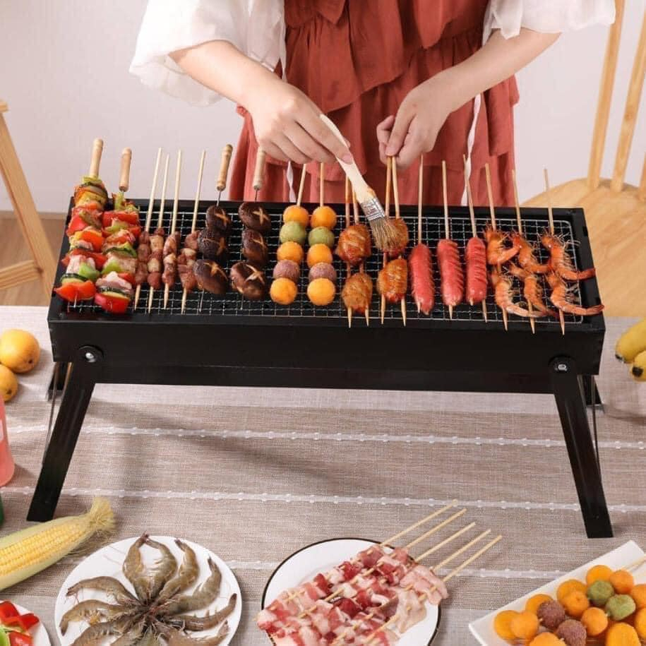 Bếp nướng than hoa - bếp nướng ngoài trời vuông tiện dụng có chân đế xếp gọn