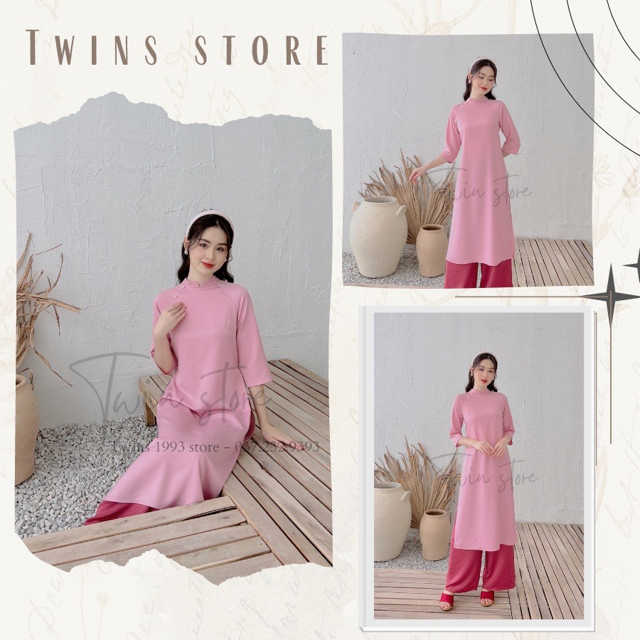 Áo Dài Cách Tân Truyền Thống Xưa Họa Tiết Trơn Nữ Đủ Màu