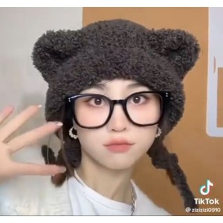 Mũ len lông xù tai mèoo
