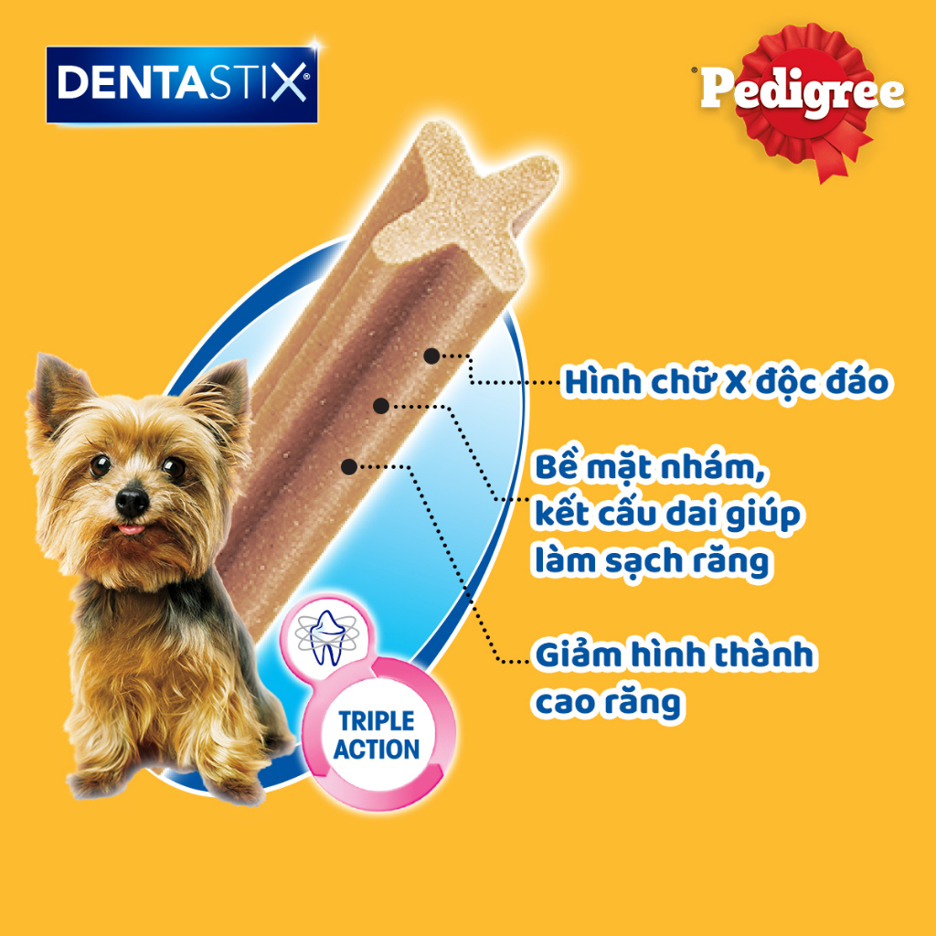 Bộ 3 bánh xương cho chó kiểng Pedigree Dentastix 60g/gói