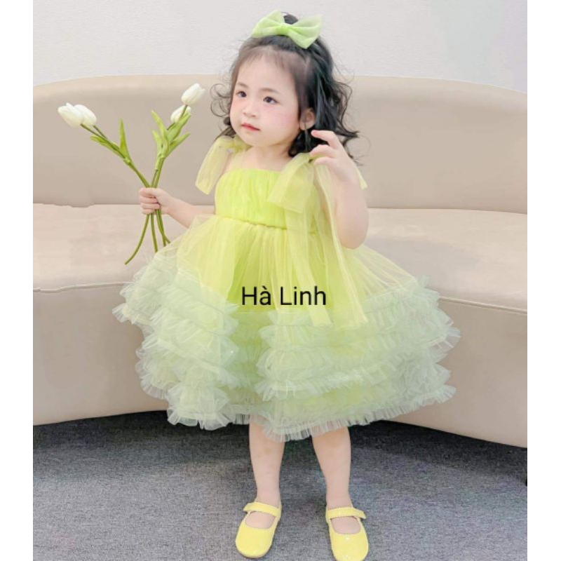 Váy bé gái, đầm công chúa 2 dây lưới tutu cho bé.