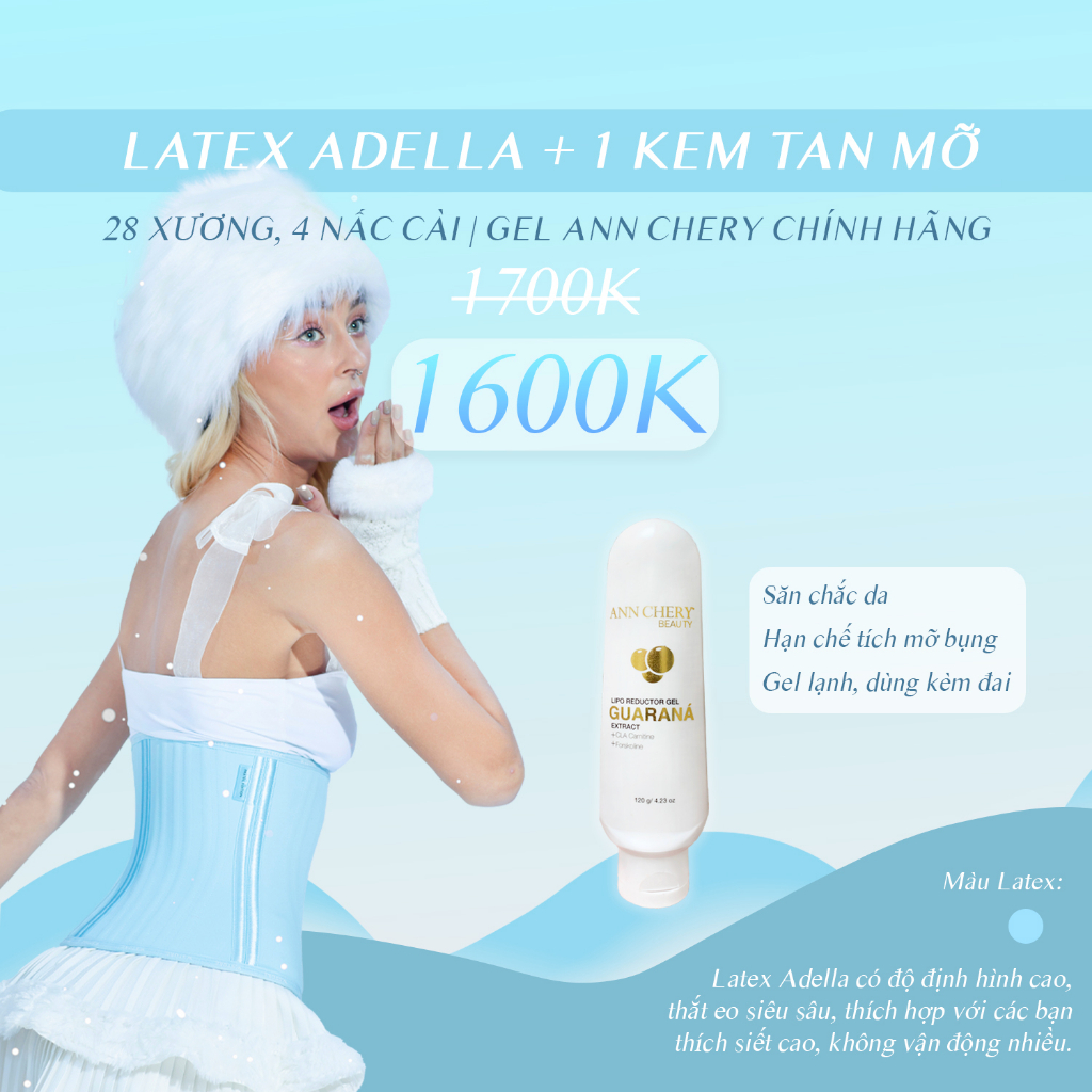 Latex 28 Xương Kép Siêu Thắt Eo Màu Xanh Pastel - Latex Corset Chuẩn Chính Hãng WSTORE