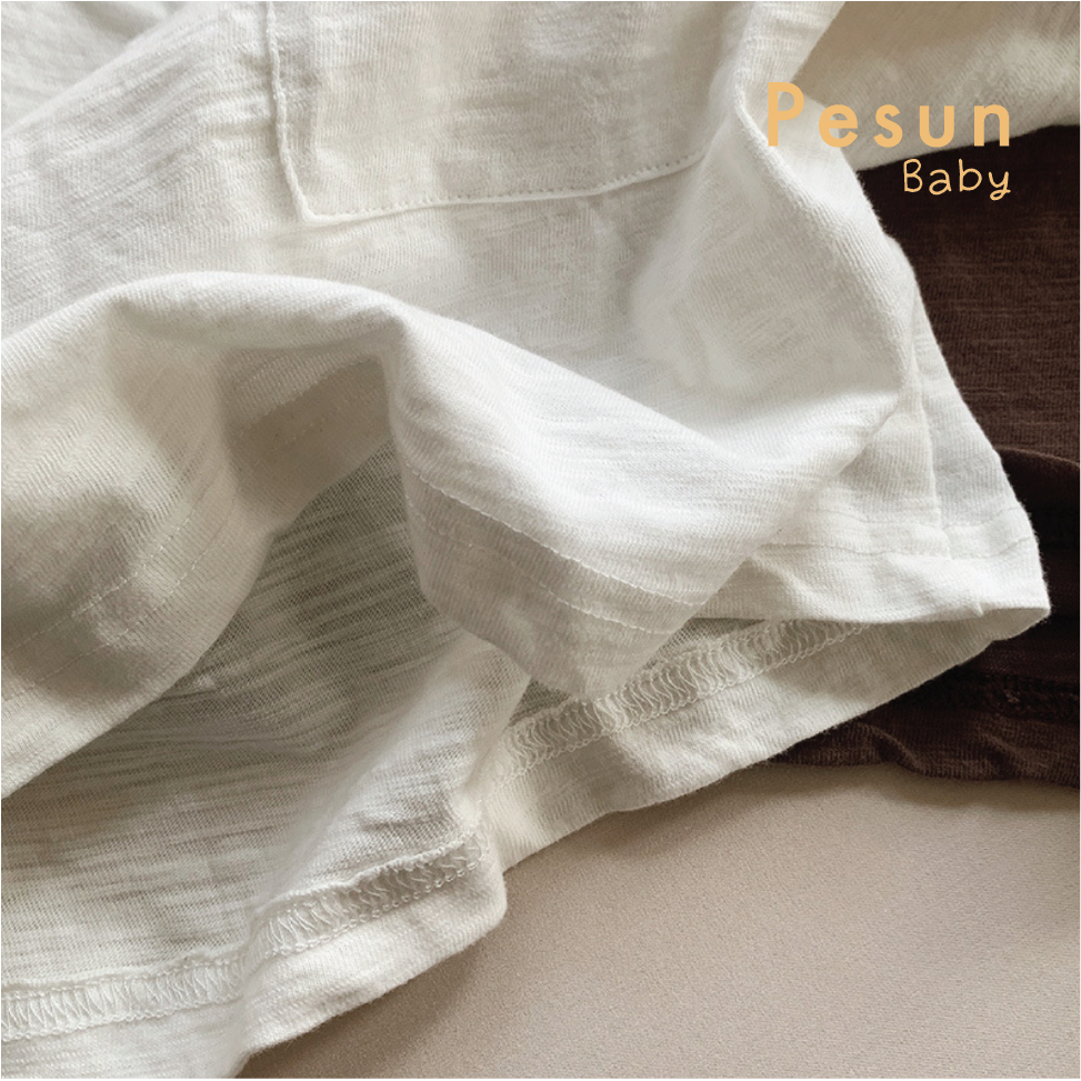 Áo Thun Tay Dài Dáng Basic Có Túi Cho Bé