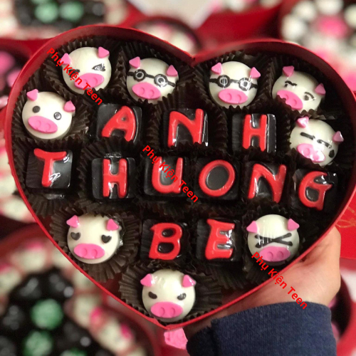 Socola valentine hộp trái tim 25-28 viên thơm ngon đậm vị ít ngọt tặng người yêu bạn gái kèm thiệp và túi