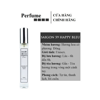 Tinh Dầu Nước Hoa Code Deco Saigon 59 Happy Bleu  (10ml) - Thanh Lịch, Nhẹ Nhàng, Cuốn Hút