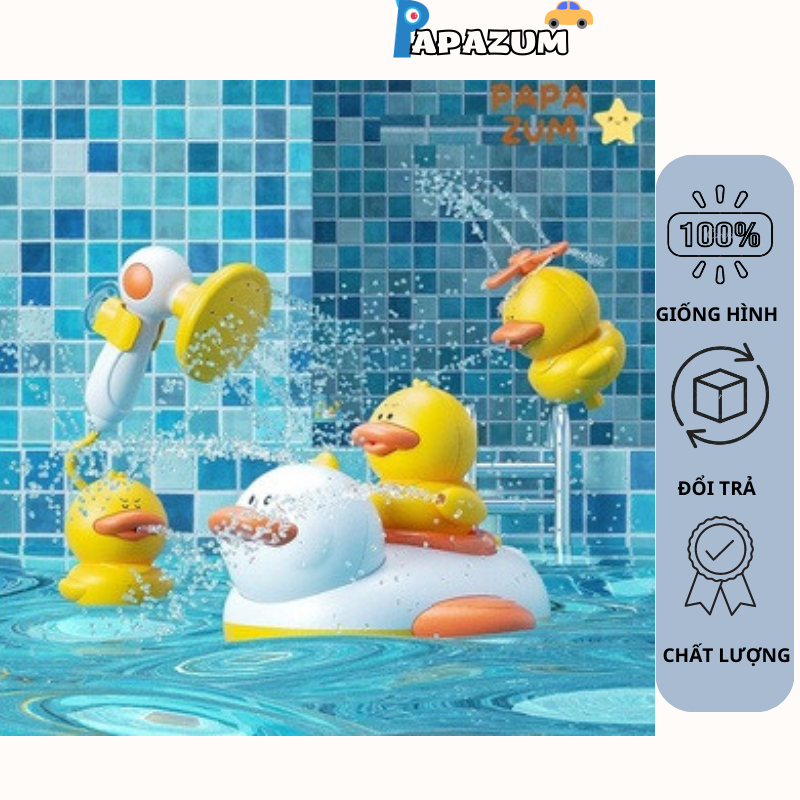 Bộ tàu con vịt phun nước kèm vòi sen phun nước thả bồn tắm cho bé PAPAZUM