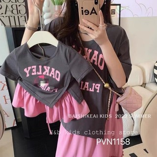 Set áo hailey chân váy xoè hồng xinh cho bé gái
