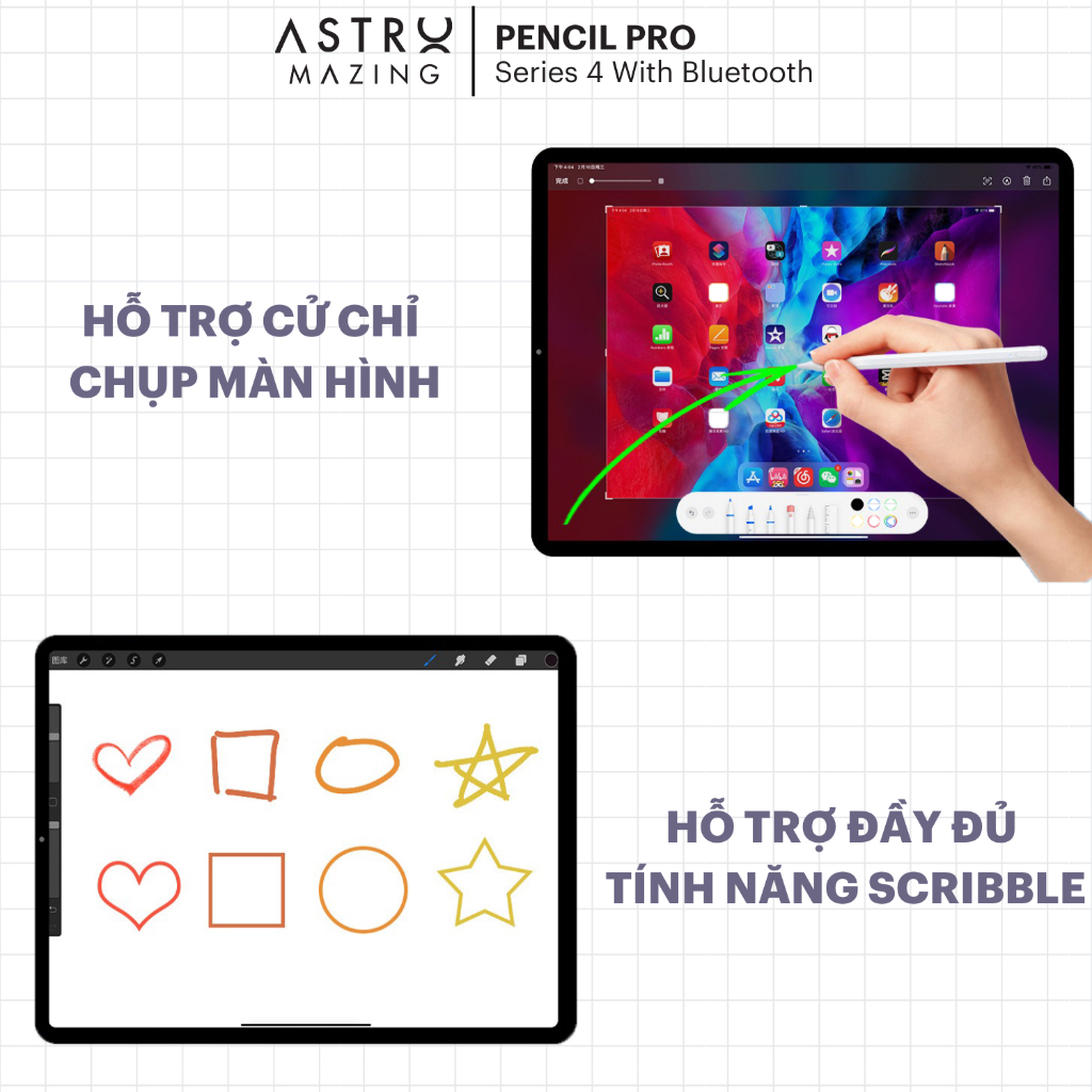 [Quà 450K] Bút cảm ứng iPad Stylus AstroMazing Pencil 2 Pro dành cho iPad Pro 11 12.9 Gen 6 7 8 9 10 Air 4 5 Mini