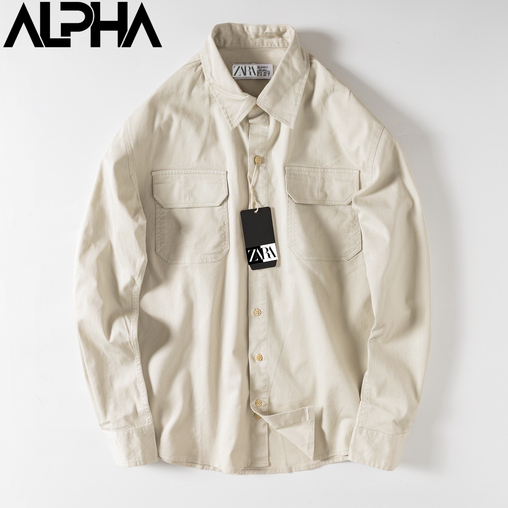 Áo sơ mi kaki nam dài tay form rộng GEN APLPHA cao cấp, sơ mi kaki 2 túi dày dặn chuẩn kaki