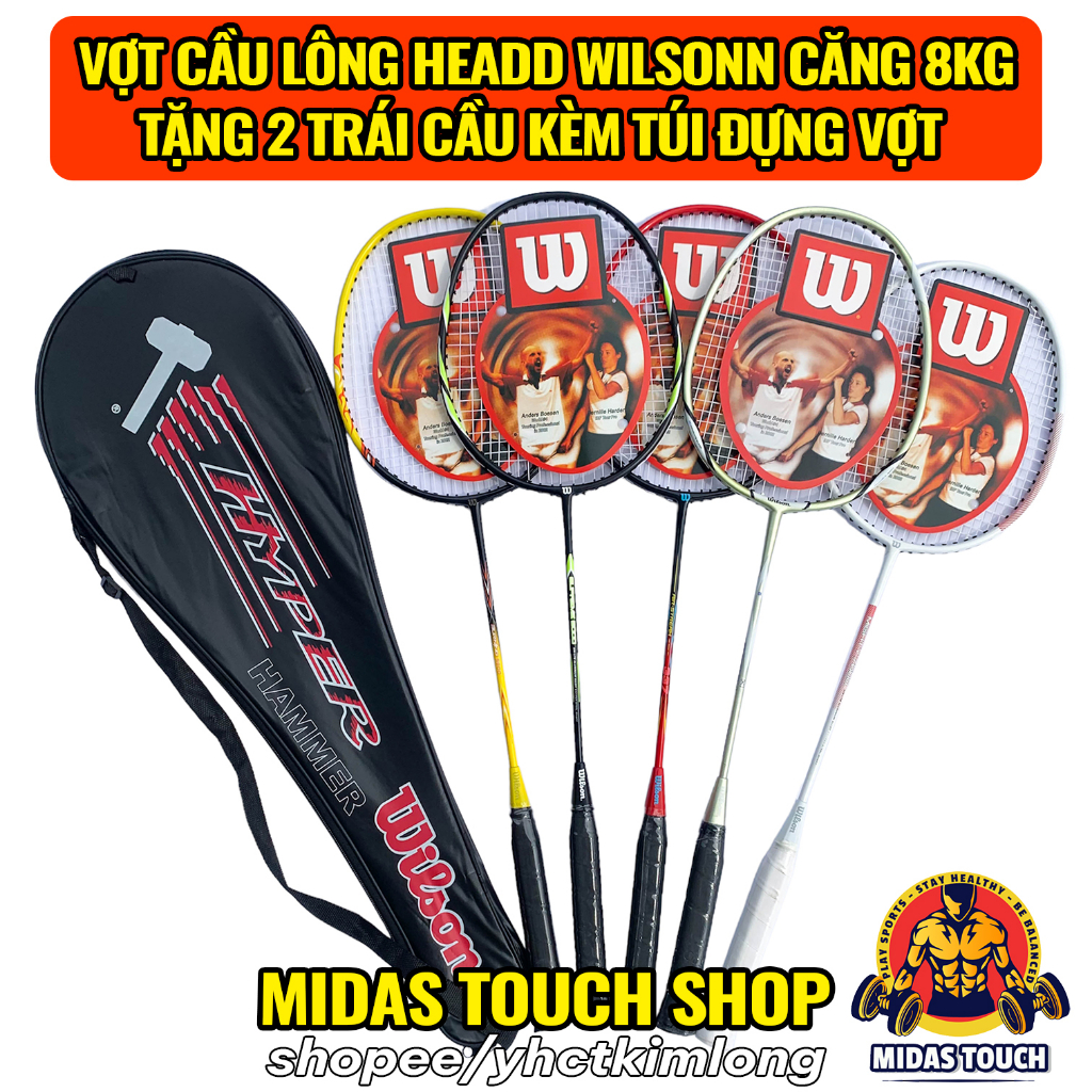 1 Vợt Cầu Lông HEADD WILSONN Khung Hợp Kim Nhôm Đan 8kg Tặng 2 Trái Cầu Chuyên Tập Luyện Phù Hợp Đánh Phong Trào