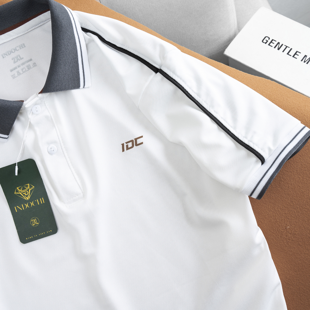 Áo polo nam ngắn tay in chữ IDC , áo polo có cổ vải cá sấu co dãn thoáng mát