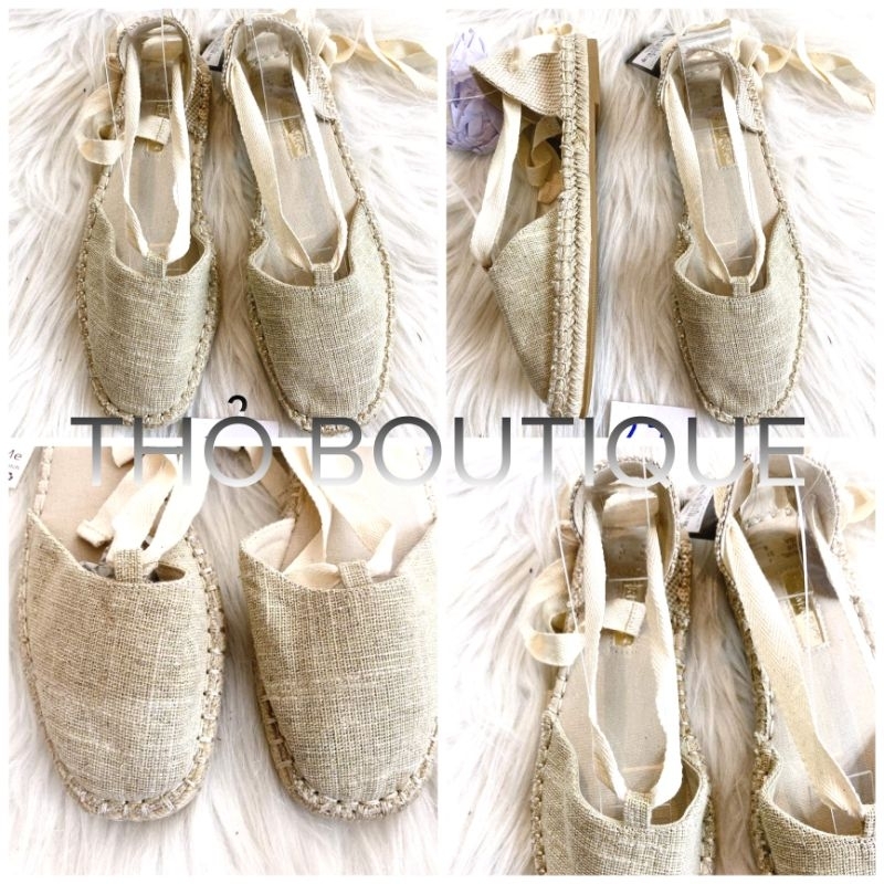 Giày lười bệt PRIMARK canvas cối dây thừng thắt nơ cổ chân size 38-39