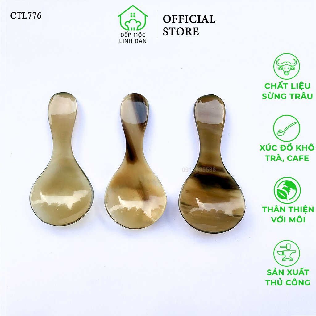 Thìa Xúc Gia Vị Đồ Khô Bằng Sừng HAHANCO Size Nhỏ 9cm_01 Chiếc [CTL776]