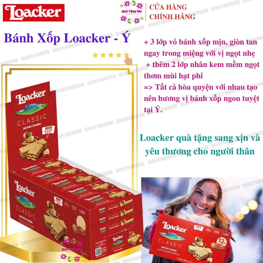 Bánh Loacker Ý Vị Bánh Xốp Mịn, Giòn Tan, Thơm, Bổ Sung Năng Lượng Healthy Care Quà Tặng Mẹ Official Store [BÁNH KẸO TẾT