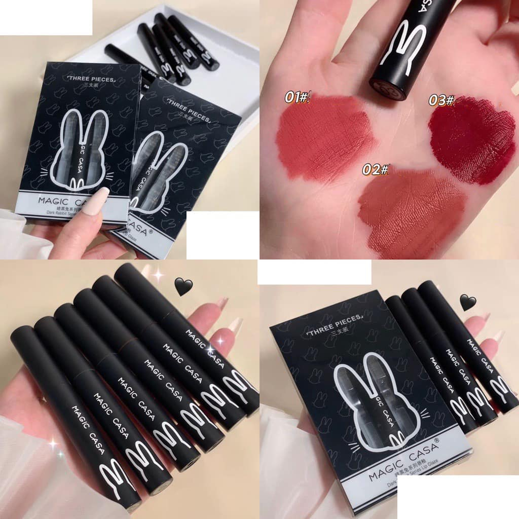 Set 3 cây son kem lì Thỏ Đen MAGIC CASA