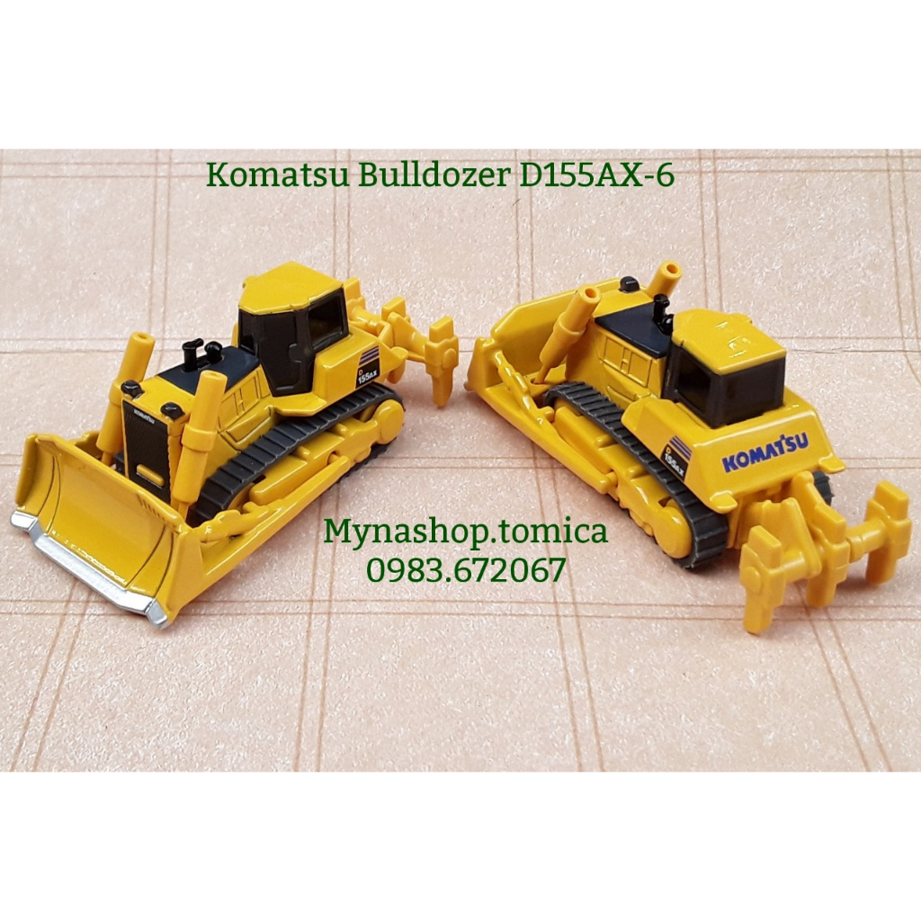 Đồ chơi mô hình xe tomica không hộp, Komatsu Bulldozer D155AX-6, xe ủi đất dây xích đen