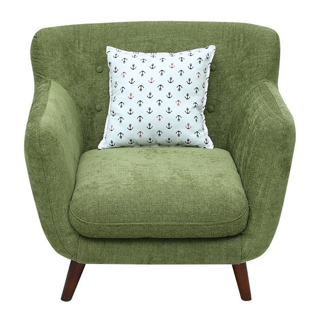 Ghế sofa đơn Tundo kèm gối ôm nhỏ màu xanh lá