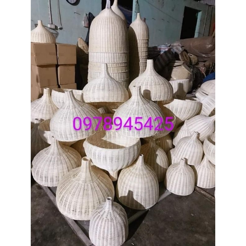 Kho sỉ Đèn mây tre, đèn thả mây tre, chụp đèn mây tre decor