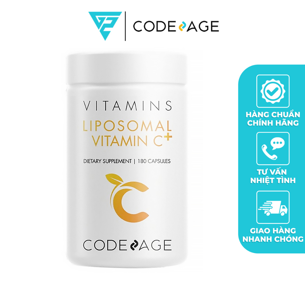 Viên Uống Vitamin C Tăng Cường Miễn Dịch Codeage Liposomal Vitamin C 180 Viên Dưỡng Sáng Da, Mờ Thâm
