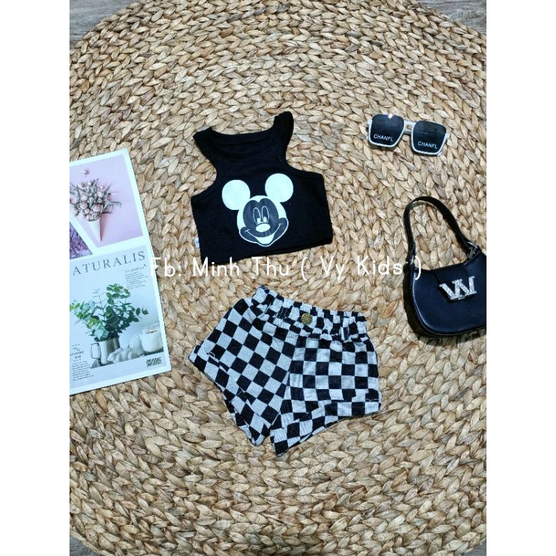 Set Bộ Áo Croptop Quần Short Vải Bố