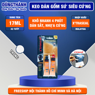 Keo ab dán gốm sứ thủy tinh trang sức kim loại X'TRASEAL 4 Minutes Steel Epoxy khô nhanh đa năng màu trong 17ml x 2tuýp