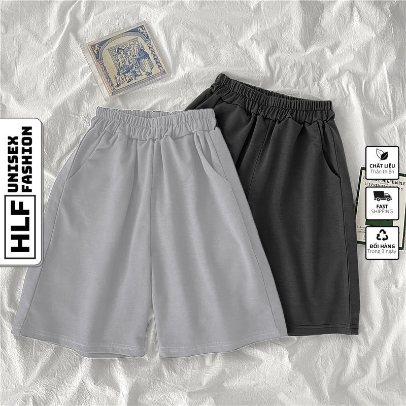 Quần đùi nam nữ ống rộng unisex basic, quần jean short nữ