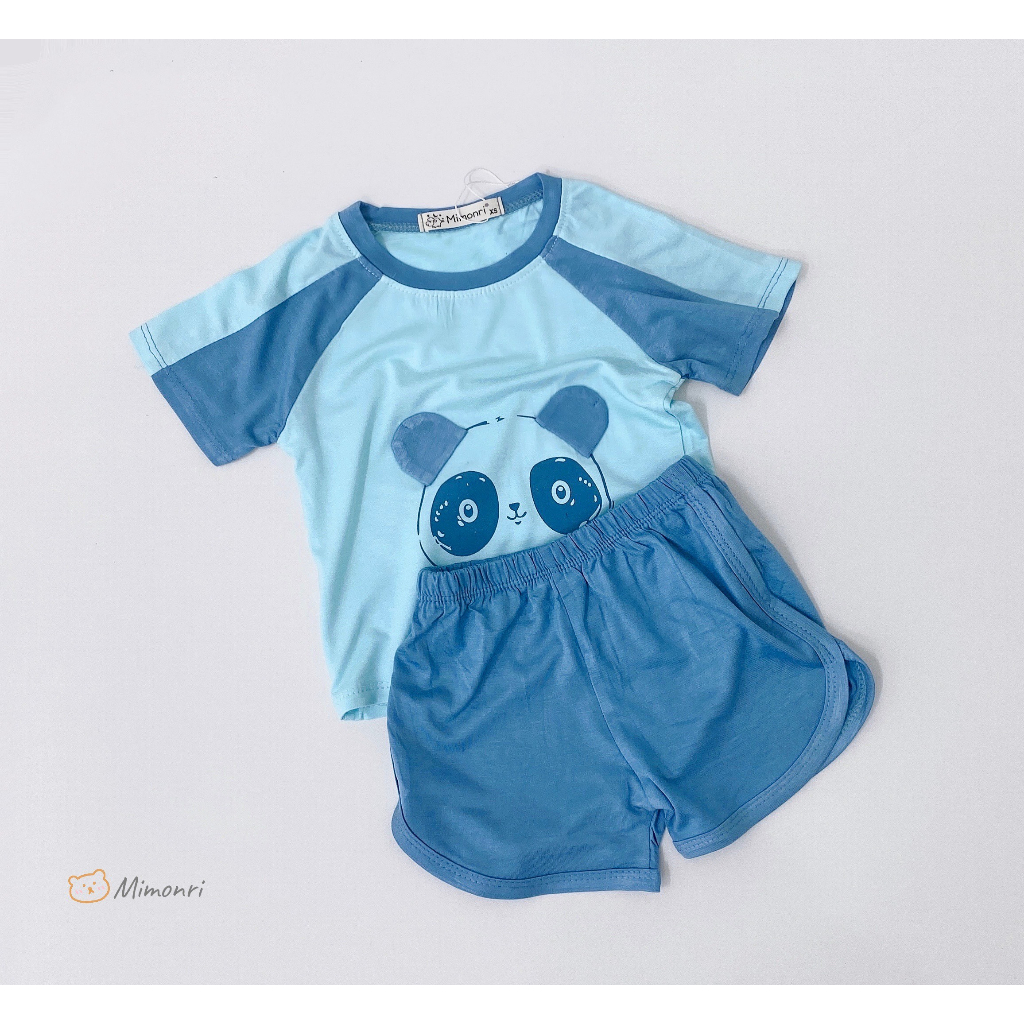 [SALE] Bộ Quần Áo Bé Trai, Bé Gái RIMINO Vải Thun Lạnh Họa Tiết Gấu Trúc Tay Giáp Lăng,Đồ Bộ Cộc Tay Cho Bé Mặc Hè KW303