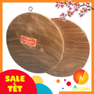 [Tiết kiệm 41k] Combo 2 THỚT GỖ NGHIẾN tròn cao cấp TOGONI D24cm dày 2cm để THÁI