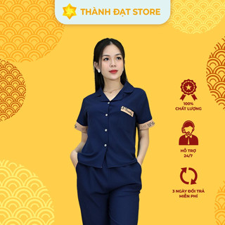 Đồ Pijama Nữ Bộ Đồ Ngủ Nữ Viền Phối Chữ Lai Áo Vải Lụa Satin Mềm Mịn Chống Nhăn Không Xù Lông
