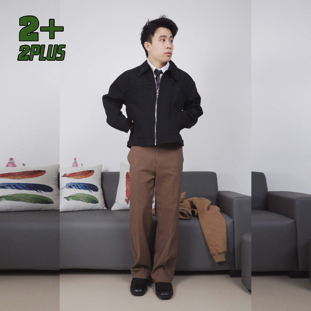 Áo sơ mi trắng form boxy trơn 2plus 2+