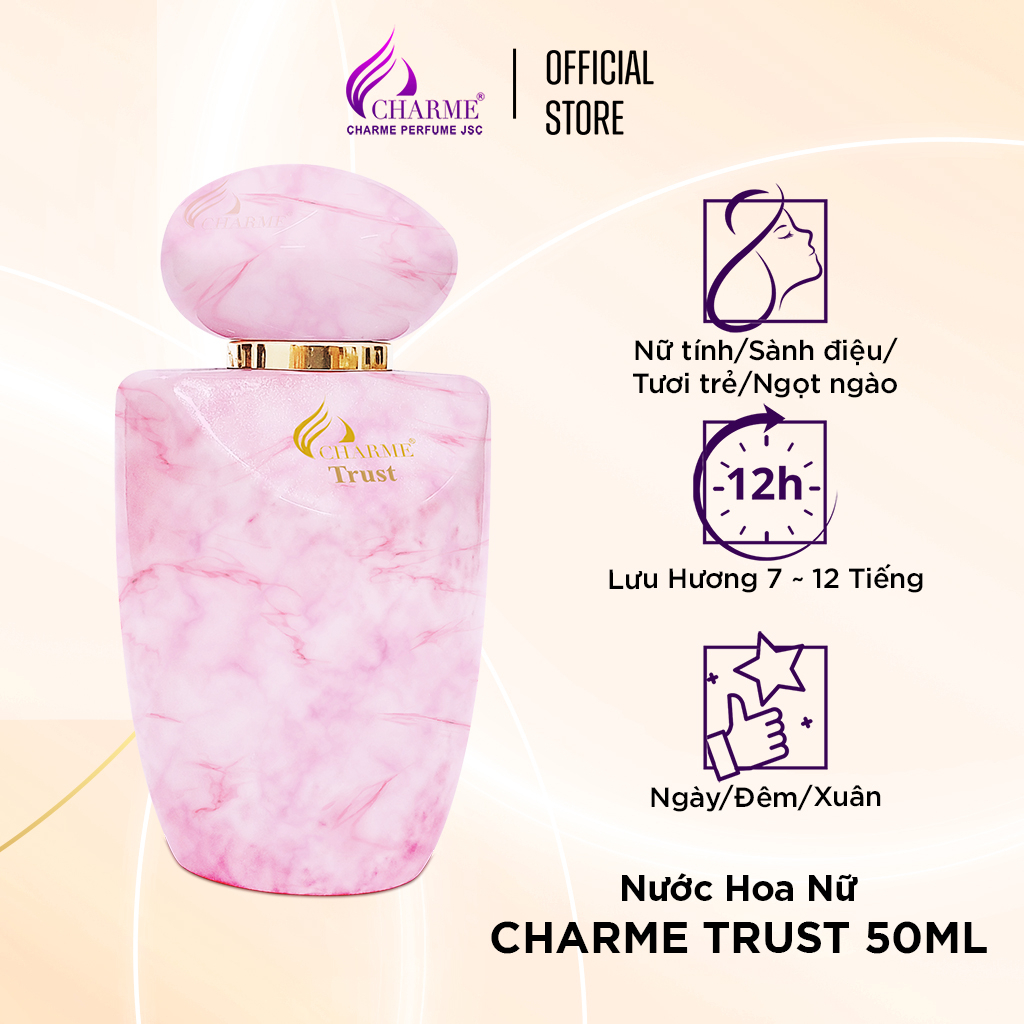 Nước hoa nữ cao cấp, Charme Trust, mùi hương hoa cỏ trái cây, tươi mát, trang nhã, lưu hương lâu, 50ml