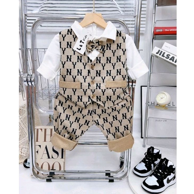 Set vest công tử gile sành điệu 3 chi tiết cho bé trai 1 - 5 tuổi