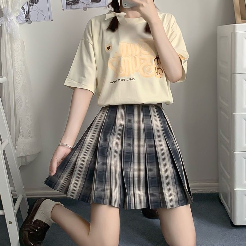 Chân váy JK xếp ly+nơ