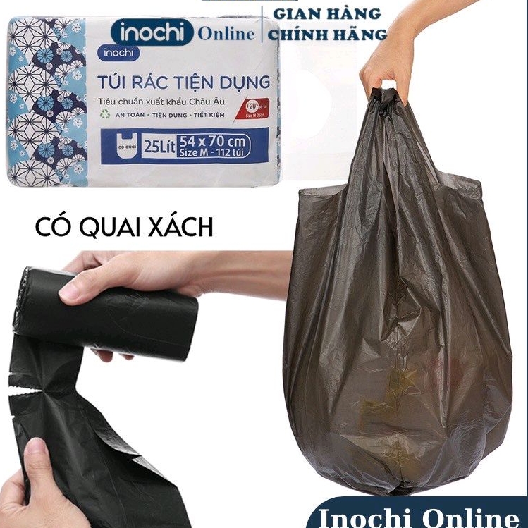 Túi rác tự huỷ sinh học Inochi có quai tiện dụng dạng cuộn nhiều màu, nhiều mùi hương dài và dai hơn 20%