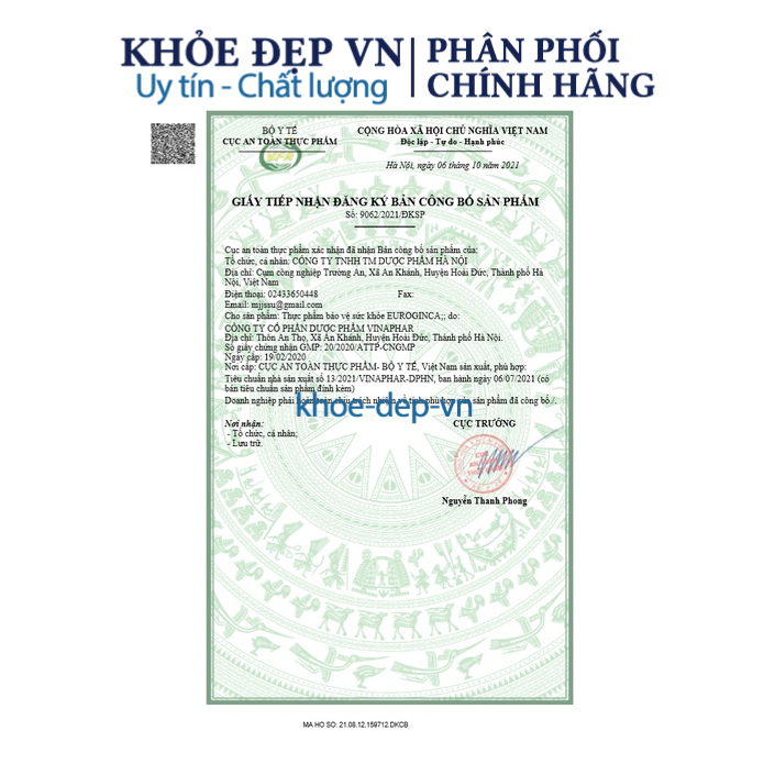 Viên uống Euroginca  thảo dược tự nhiên giúp giảm ho, đau rát họng, thông mũi họng – hộp 100 viên nang mềm