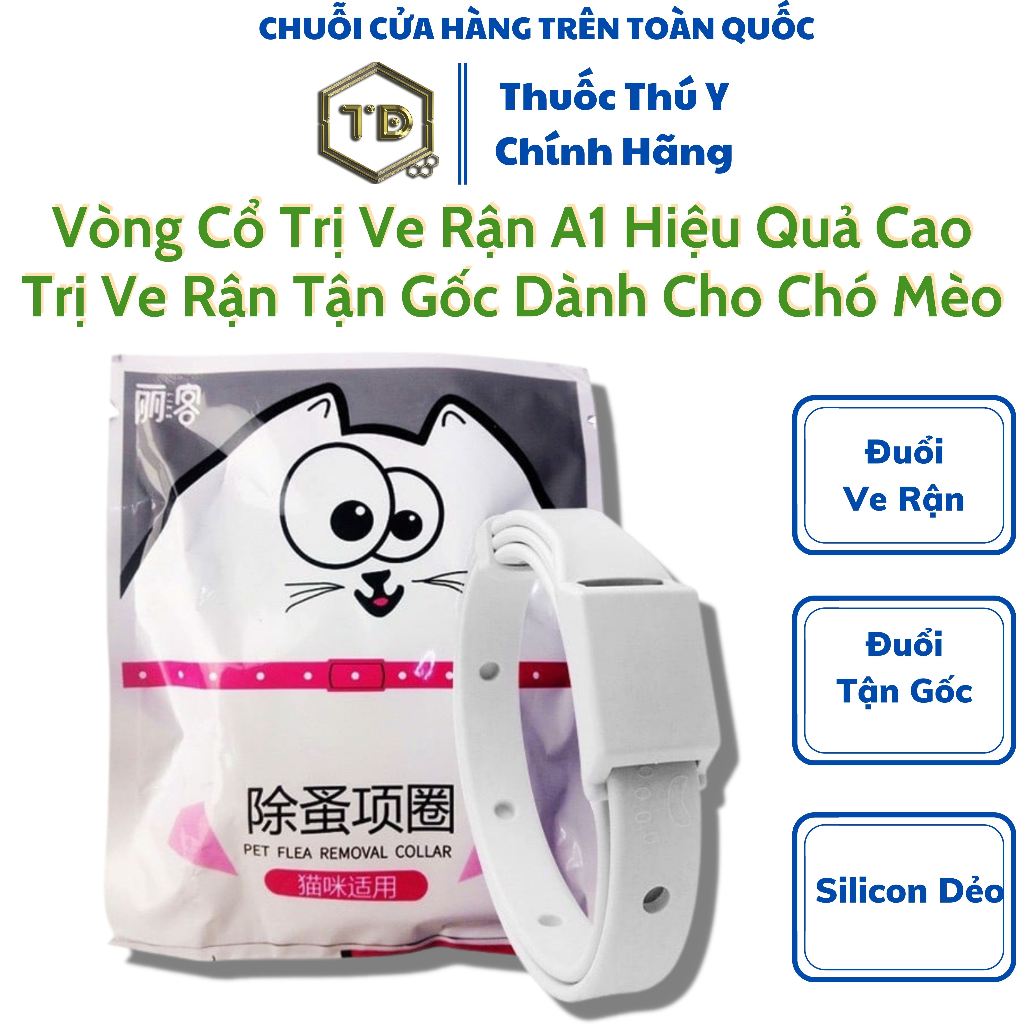 Vòng Cổ Trị Ve Rận Dành Cho Chó Mèo 1A - Vòng Ngừa Ve Rận Côn Trùng Đốt Dành Cho Thú Cưng