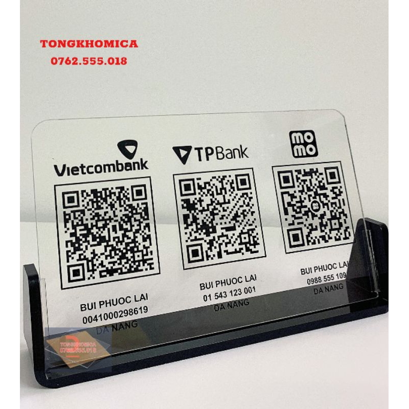 Kệ/bảng quét mã QR để bàn mica cao cấp